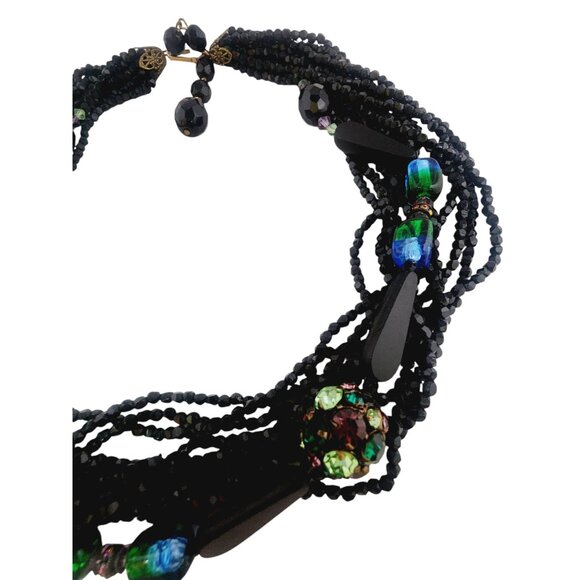 Stunning Multi Strand Faceted Small Glass with A Strand of Art Glass Mixed In Ne - Picture 4 of 5